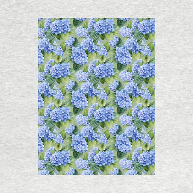 Hydrangea allover green by Remotextiles